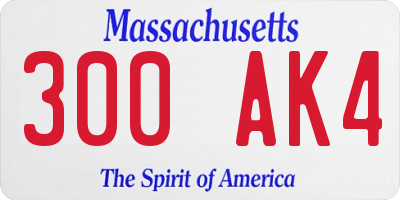MA license plate 300AK4