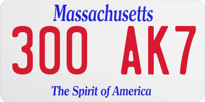 MA license plate 300AK7