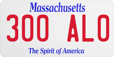 MA license plate 300AL0