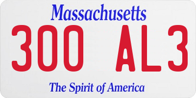 MA license plate 300AL3