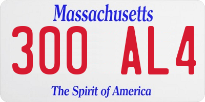 MA license plate 300AL4