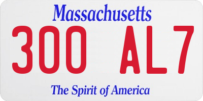 MA license plate 300AL7