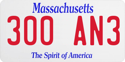 MA license plate 300AN3