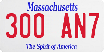 MA license plate 300AN7