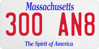 MA license plate 300AN8
