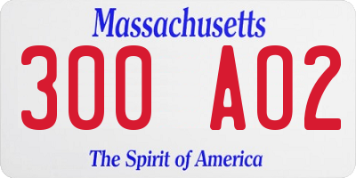 MA license plate 300AO2