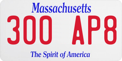 MA license plate 300AP8