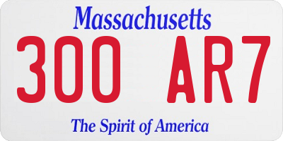 MA license plate 300AR7