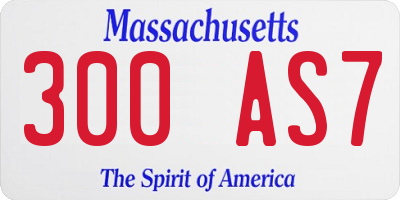 MA license plate 300AS7