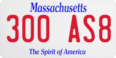 MA license plate 300AS8