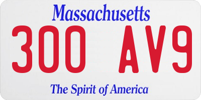 MA license plate 300AV9
