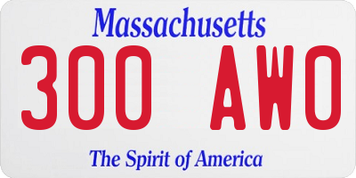 MA license plate 300AW0