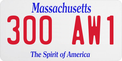 MA license plate 300AW1