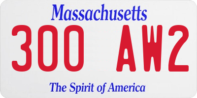 MA license plate 300AW2