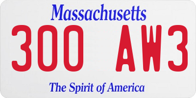 MA license plate 300AW3