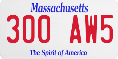 MA license plate 300AW5