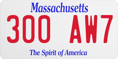 MA license plate 300AW7