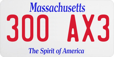 MA license plate 300AX3