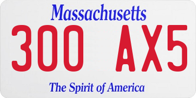 MA license plate 300AX5