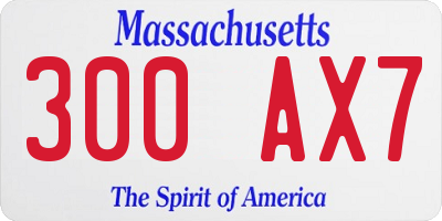 MA license plate 300AX7