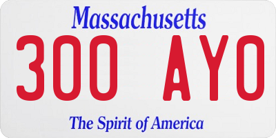 MA license plate 300AY0