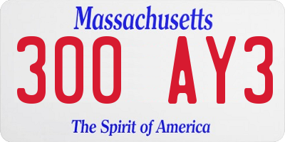 MA license plate 300AY3