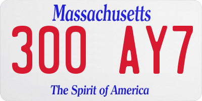 MA license plate 300AY7