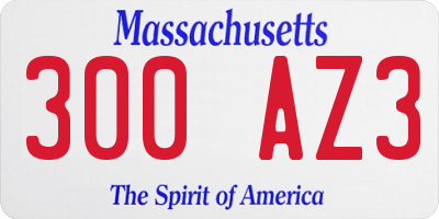 MA license plate 300AZ3