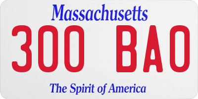 MA license plate 300BA0