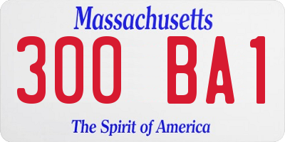 MA license plate 300BA1