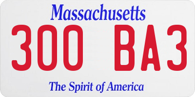 MA license plate 300BA3