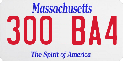 MA license plate 300BA4