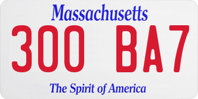 MA license plate 300BA7