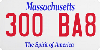 MA license plate 300BA8