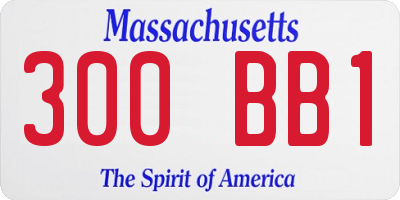 MA license plate 300BB1