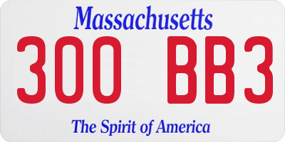 MA license plate 300BB3