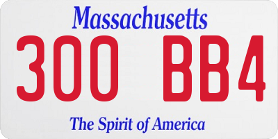 MA license plate 300BB4