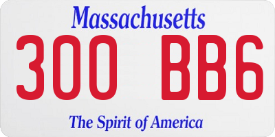 MA license plate 300BB6