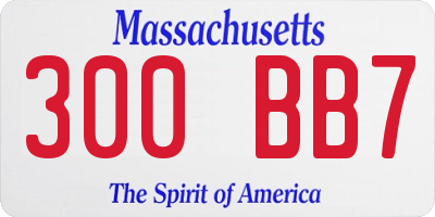 MA license plate 300BB7