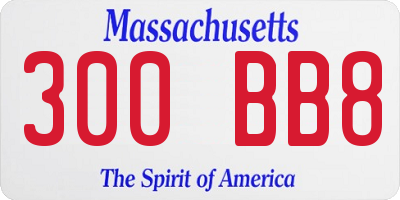 MA license plate 300BB8