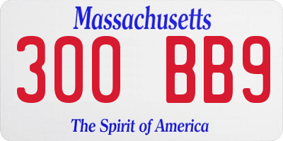 MA license plate 300BB9