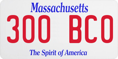 MA license plate 300BC0