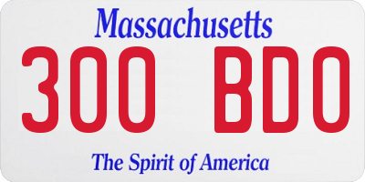 MA license plate 300BD0