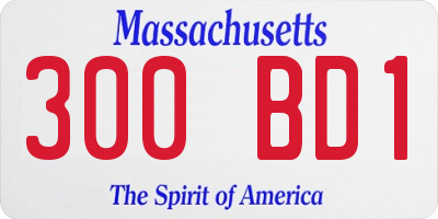 MA license plate 300BD1
