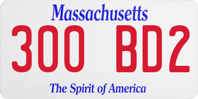MA license plate 300BD2