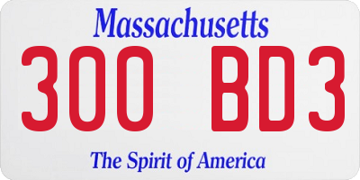MA license plate 300BD3