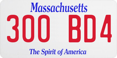 MA license plate 300BD4
