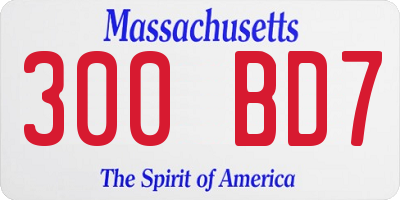 MA license plate 300BD7