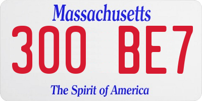 MA license plate 300BE7