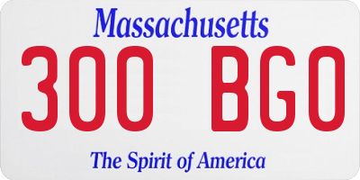 MA license plate 300BG0